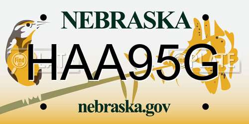 HAA95G Nebraska License Plate