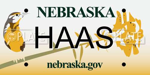 HAAS Nebraska License Plate