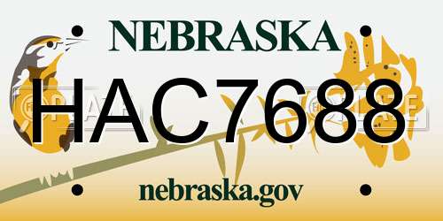 HAC7688 Nebraska License Plate