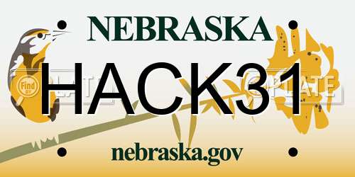 HACK31 Nebraska License Plate