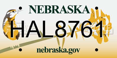 HAL8761 Nebraska License Plate