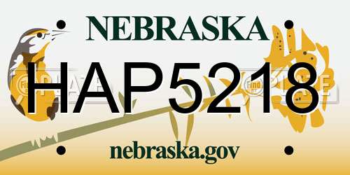 HAP5218 Nebraska License Plate