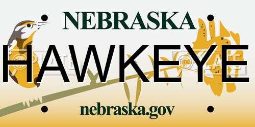 HAWKEYE Nebraska License Plate