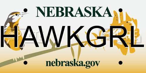 HAWKGRL Nebraska License Plate