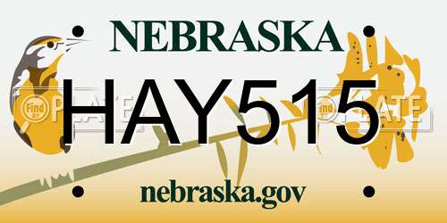HAY515 Nebraska License Plate