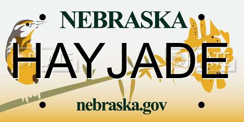 HAYJADE Nebraska License Plate