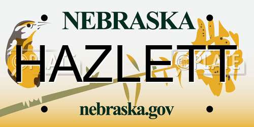 HAZLETT Nebraska License Plate