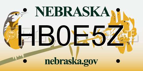 HB0E5Z Nebraska License Plate