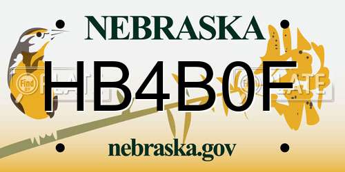 HB4B0F Nebraska License Plate