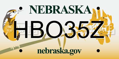 HBO35Z Nebraska License Plate