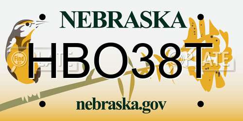 HBO38T Nebraska License Plate