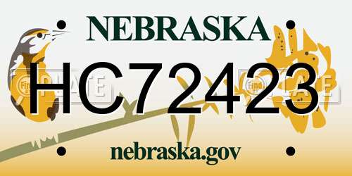 HC72423 Nebraska License Plate