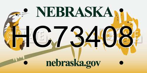 HC73408 Nebraska License Plate