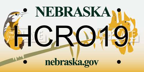HCRO19 Nebraska License Plate