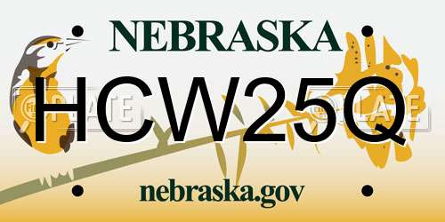 HCW25Q Nebraska License Plate