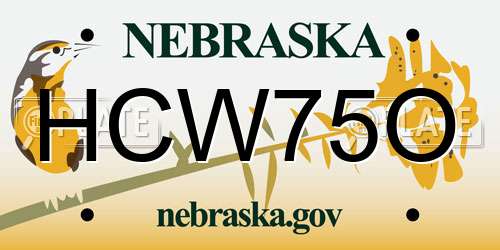 HCW75O Nebraska License Plate
