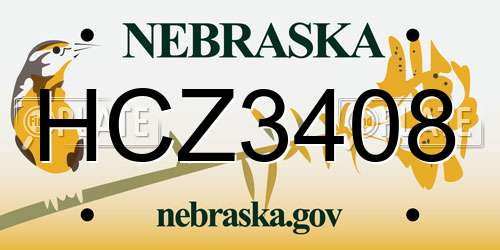 HCZ3408 Nebraska License Plate