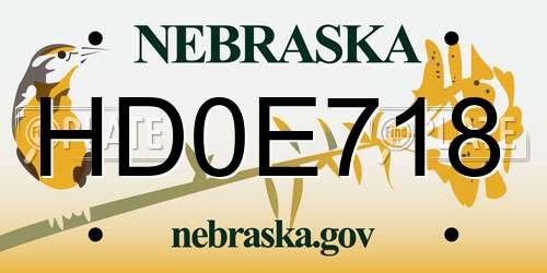 HD0E718 Nebraska License Plate