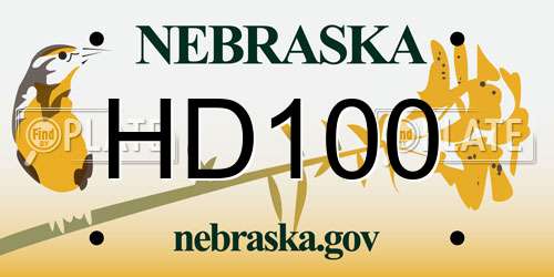 HD100 Nebraska License Plate