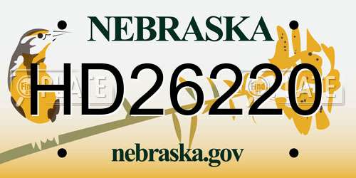 HD26220 Nebraska License Plate