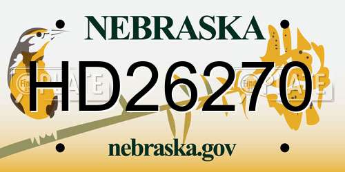 HD26270 Nebraska License Plate