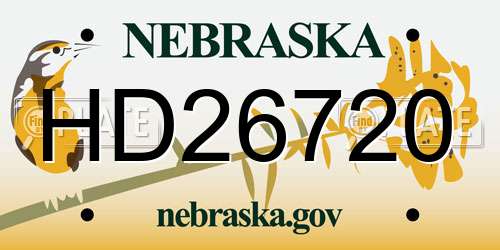 HD26720 Nebraska License Plate