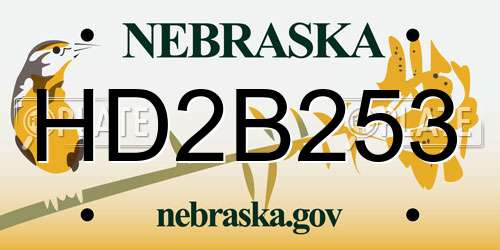 HD2B253 Nebraska License Plate