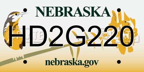 HD2G220 Nebraska License Plate