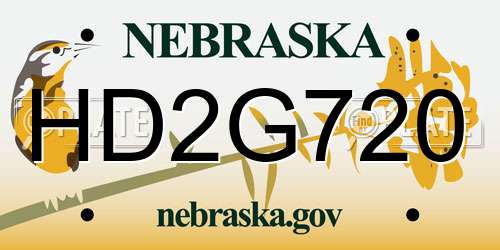 HD2G720 Nebraska License Plate