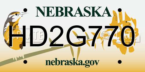 HD2G770 Nebraska License Plate