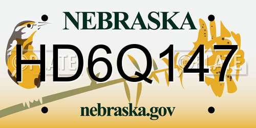 HD6Q147 Nebraska License Plate