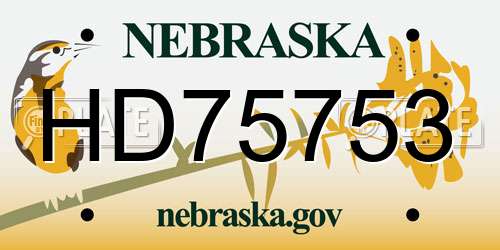HD75753 Nebraska License Plate