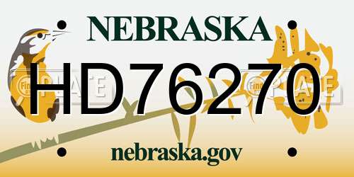 HD76270 Nebraska License Plate