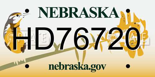 HD76720 Nebraska License Plate