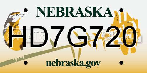 HD7G720 Nebraska License Plate