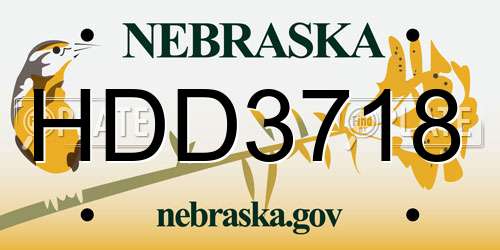 HDD3718 Nebraska License Plate