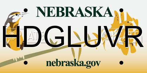 HDGLUVR Nebraska License Plate