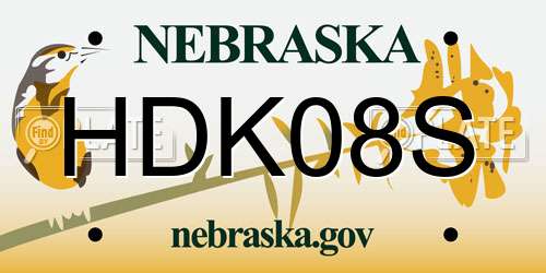 HDK08S Nebraska License Plate