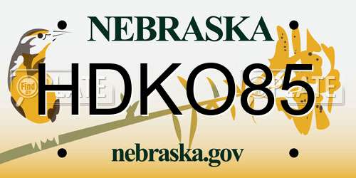 HDKO85 Nebraska License Plate