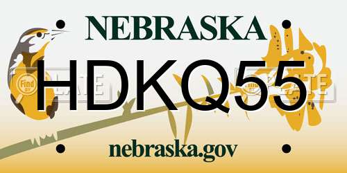 HDKQ55 Nebraska License Plate