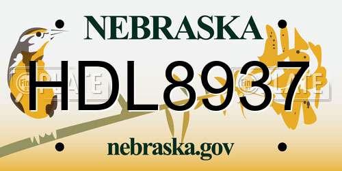 HDL8937 Nebraska License Plate