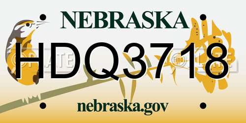 HDQ3718 Nebraska License Plate