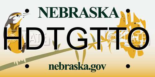 HDTGTTO Nebraska License Plate