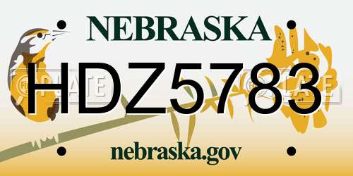 HDZ5783 Nebraska License Plate