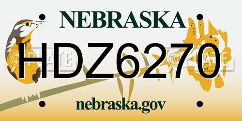 HDZ6270 Nebraska License Plate
