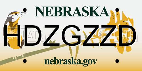 HDZGZZD Nebraska License Plate