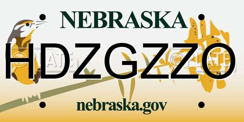 HDZGZZO Nebraska License Plate