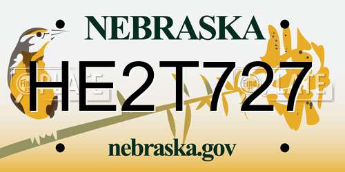 HE2T727 Nebraska License Plate