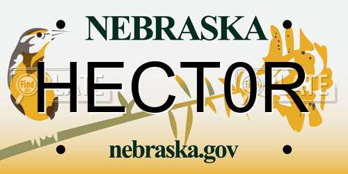HECT0R Nebraska License Plate