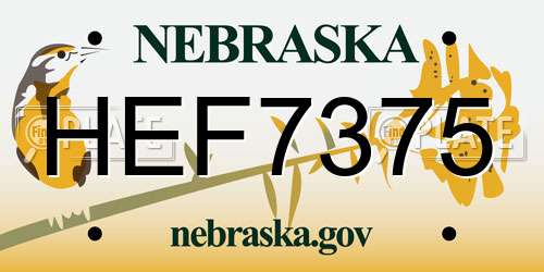 HEF7375 Nebraska License Plate